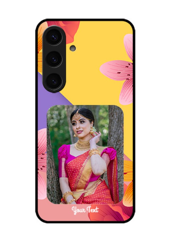 Samsung Galaxy S24 5G Custom Glass Phone Case - 3 Image With Vintage Floral Design