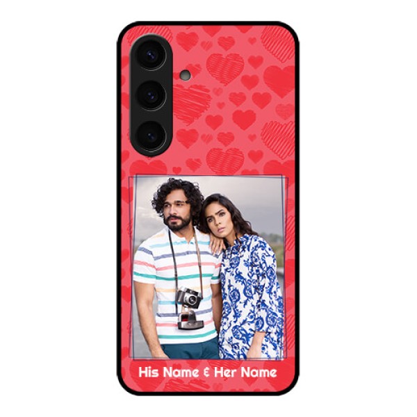 Samsung Galaxy S24 5G Custom Glass Phone Case - With Red Heart Symbols Design Samsung Galaxy S24 5G Custom Glass Phone Case - With Red Heart Symbols Design