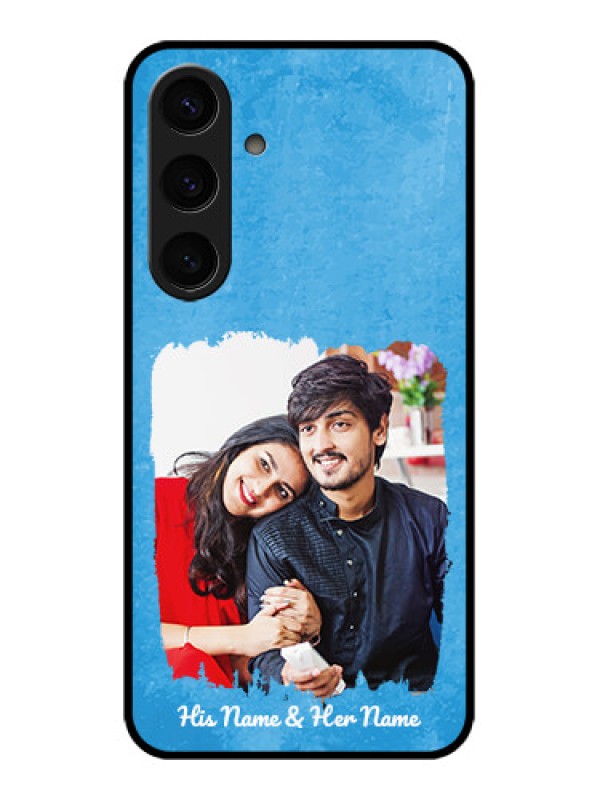 Custom Galaxy S24 5G Custom Glass Phone Case - Blue Color Vintage Design