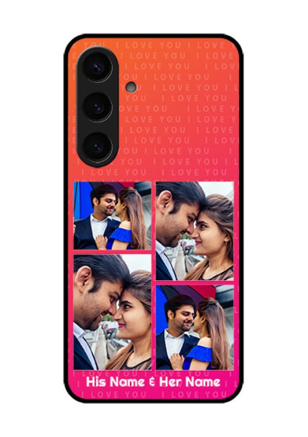 Samsung Galaxy S24 5G Custom Glass Phone Case - I Love You Pink Design
