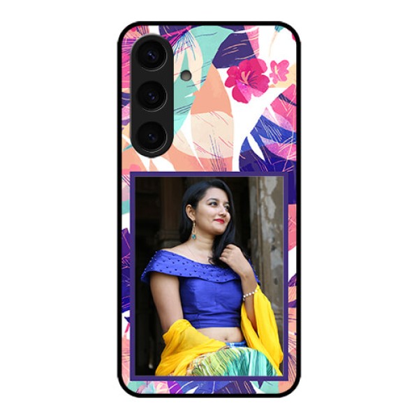 Samsung Galaxy S24 5G Custom Glass Phone Case - Abstract Floral Design Samsung Galaxy S24 5G Custom Glass Phone Case - Abstract Floral Design