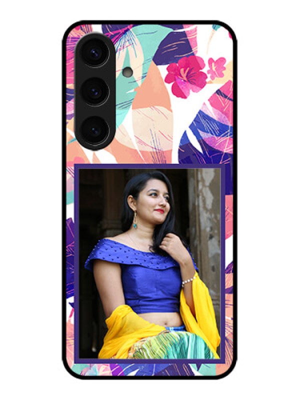 Custom Samsung Galaxy S24 5G Custom Glass Phone Case - Abstract Floral Design
