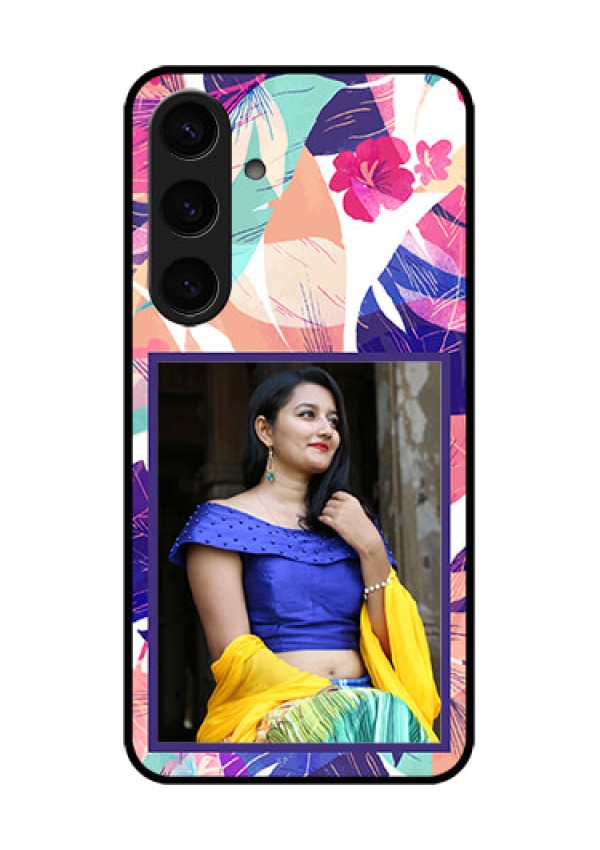 Samsung Galaxy S24 5G Custom Glass Phone Case - Abstract Floral Design