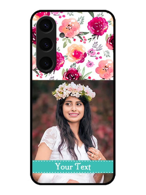 Custom Samsung Galaxy S24 5G Custom Glass Phone Case - Water Colors Floral Design