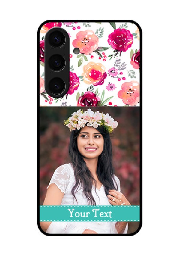 Samsung Galaxy S24 5G Custom Glass Phone Case - Water Colors Floral Design