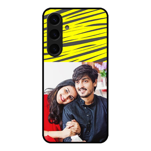 Samsung Galaxy S24 5G Custom Glass Phone Case - Yellow Abstract Design