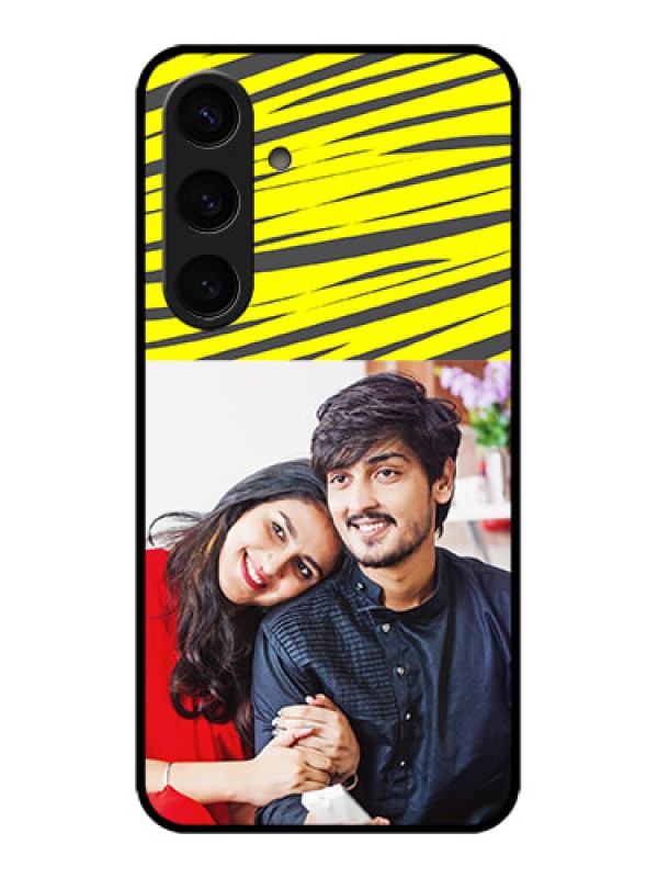 Custom Samsung Galaxy S24 5G Custom Glass Phone Case - Yellow Abstract Design