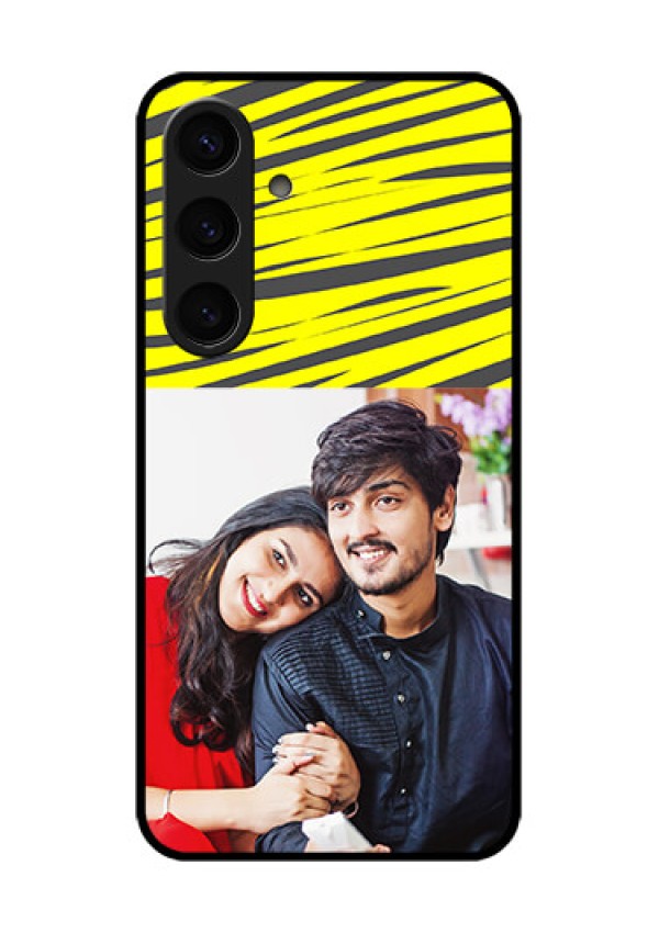 Samsung Galaxy S24 5G Custom Glass Phone Case - Yellow Abstract Design