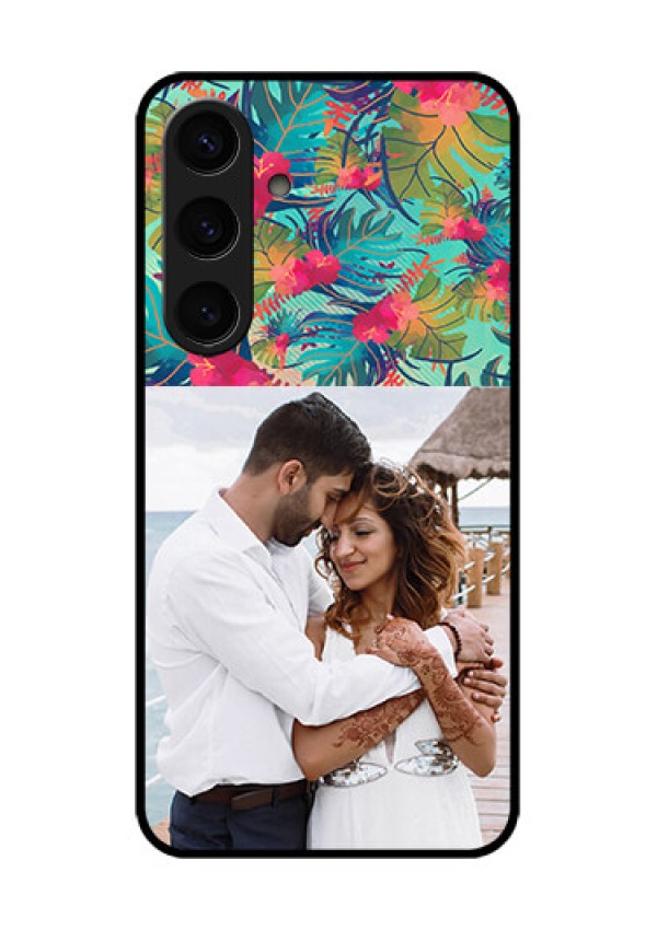 Samsung Galaxy S24 5G Custom Glass Phone Case - Watercolor Floral Design