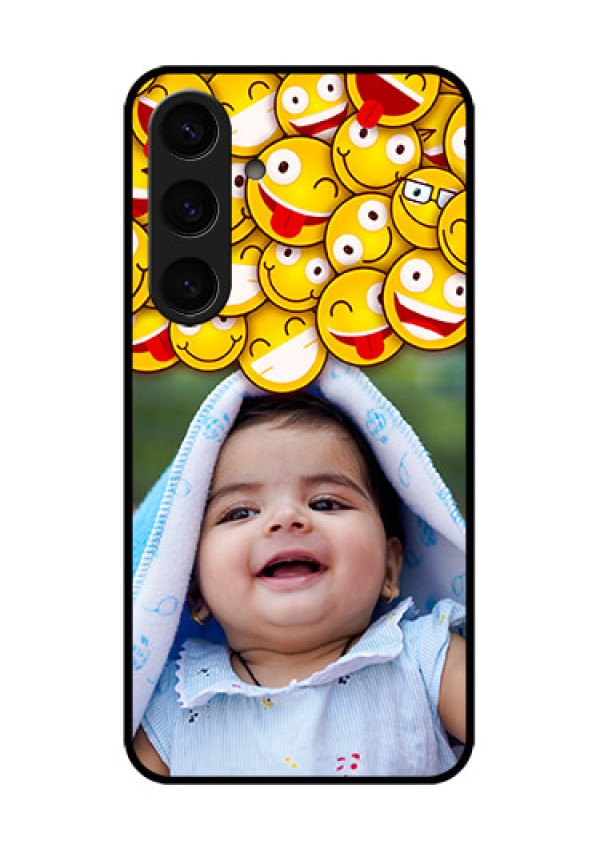 Samsung Galaxy S24 5G Custom Glass Phone Case - With Smiley Emoji Design