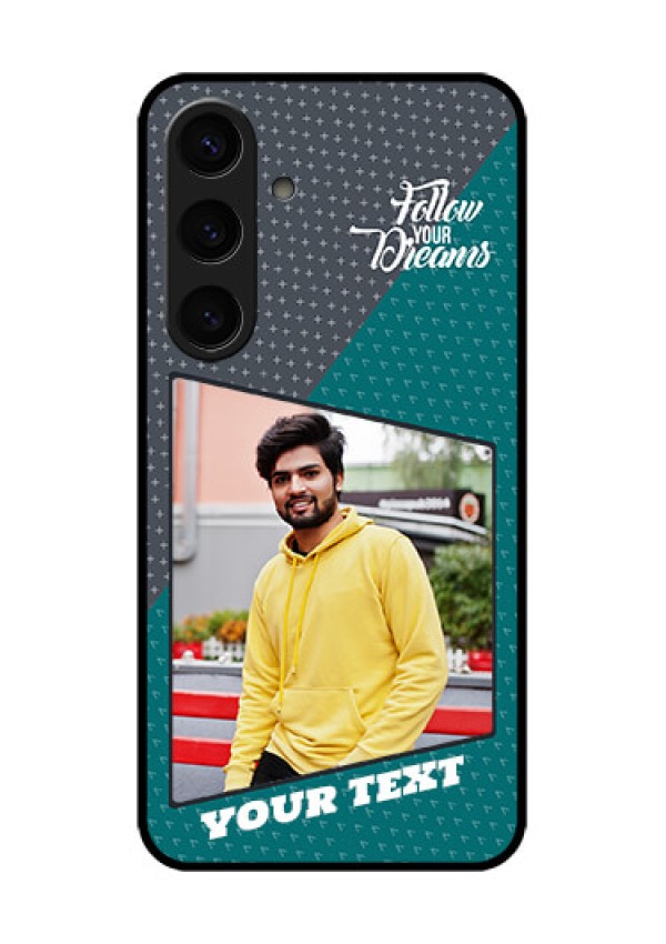 Samsung Galaxy S24 5G Custom Glass Phone Case - Background Pattern Design With Quote