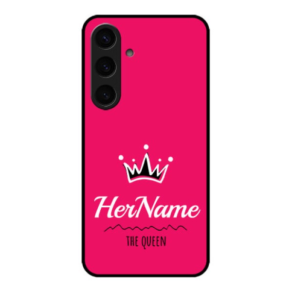 Samsung Galaxy S24 5G Custom Glass Phone Case - Queen With Name Design Samsung Galaxy S24 5G Custom Glass Phone Case - Queen With Name Design