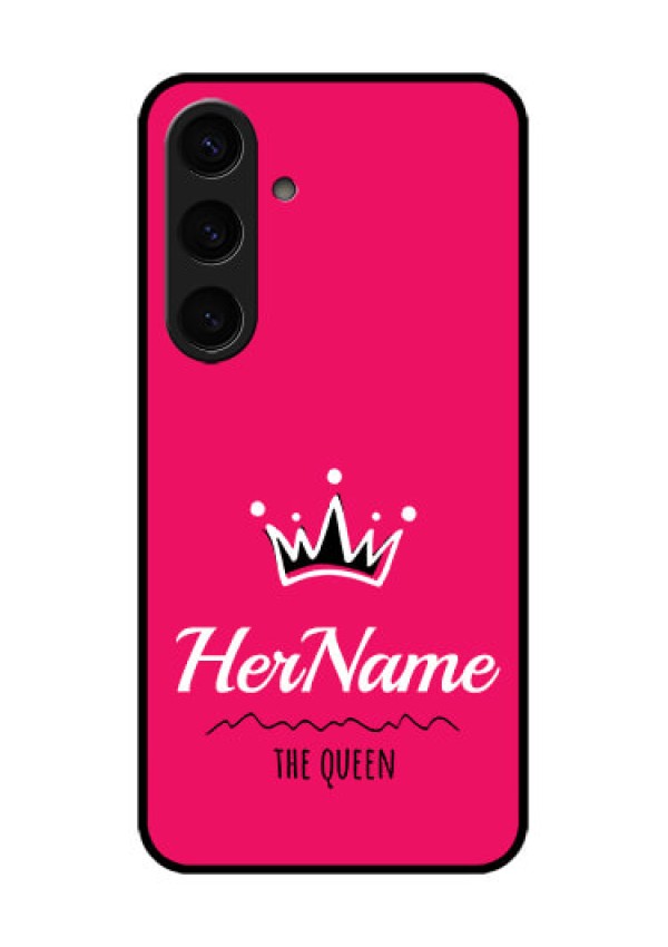Samsung Galaxy S24 5G Custom Glass Phone Case - Queen With Name Design