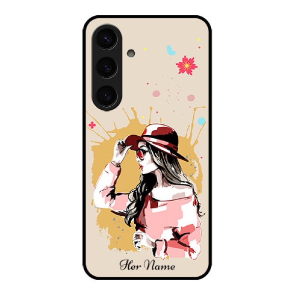 Samsung Galaxy S24 5G Custom Glass Phone Case - Women With Pink Hat Design Samsung Galaxy S24 5G Custom Glass Phone Case - Women With Pink Hat Design