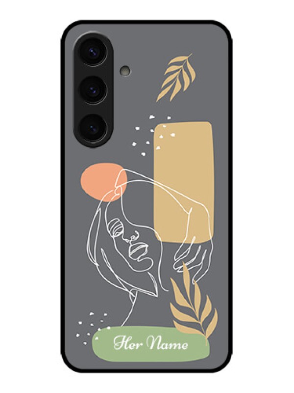 Custom Samsung Galaxy S24 5G Custom Glass Phone Case - Gazing Woman Line Art Design