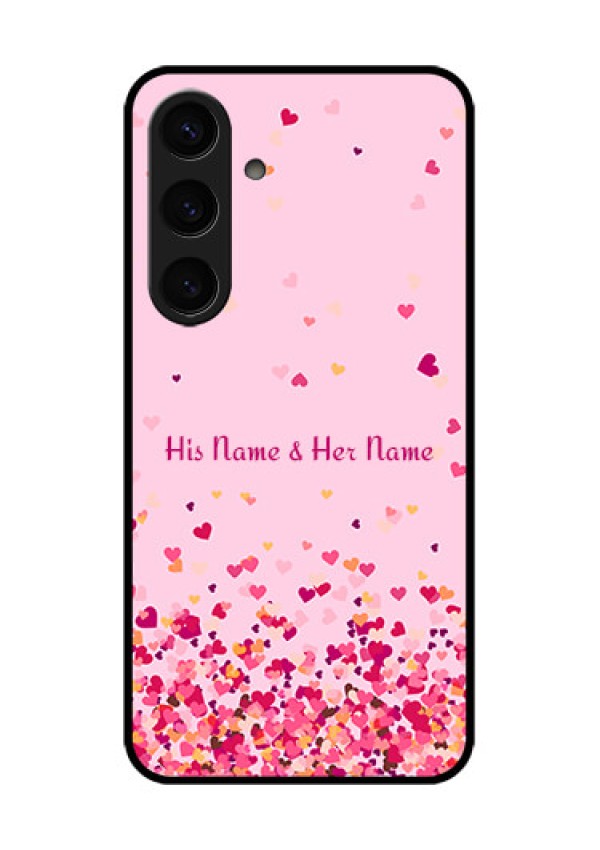 Samsung Galaxy S24 5G Custom Glass Phone Case - Floating Hearts Design