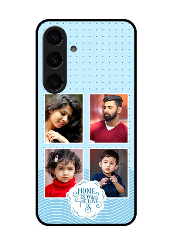 Samsung Galaxy S24 5G Custom Glass Phone Case - Cute Love Quote With 4 Pic Upload Design
