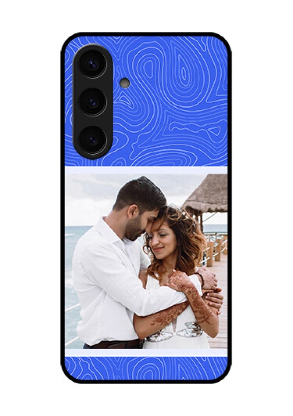 Samsung Galaxy S24 5G Custom Glass Phone Case - Curved Line Art With Blue And White Design