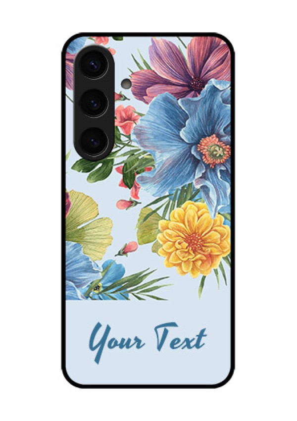Samsung Galaxy S24 5G Custom Glass Phone Case - Stunning Watercolored Flowers Painting Design