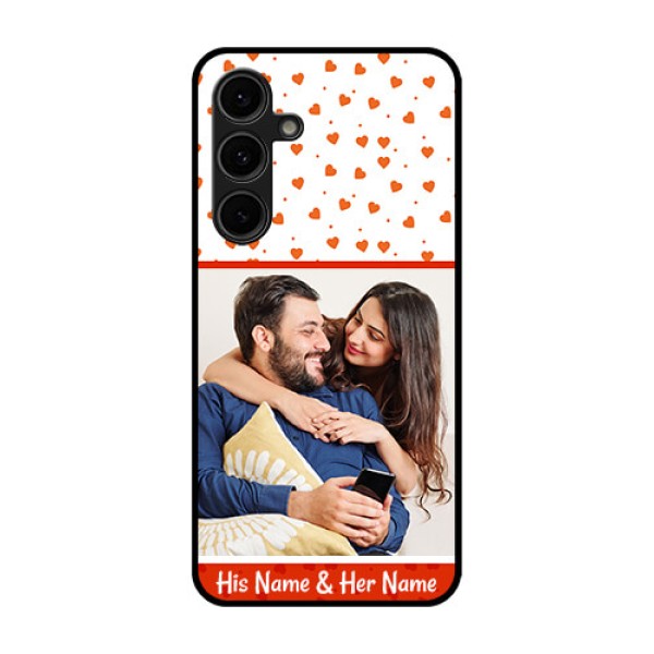 Galaxy S24 FE 5G Custom Glass Phone Case - Orange Love Symbol Design