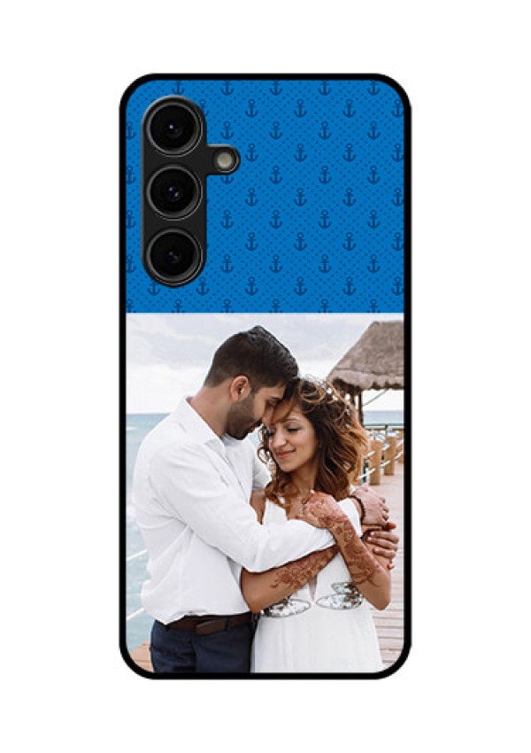 Galaxy S24 FE 5G Custom Glass Phone Case - Blue Anchors Design