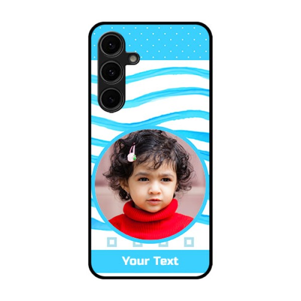 Galaxy S24 FE 5G Custom Glass Phone Case - Simple Blue Case Design Galaxy S24 FE 5G Custom Glass Phone Case - Simple Blue Case Design