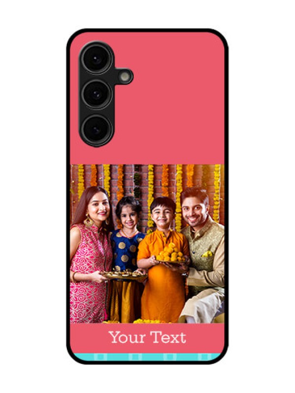 Custom Galaxy S24 FE 5G Custom Glass Phone Case - Peach and Blue Color Design