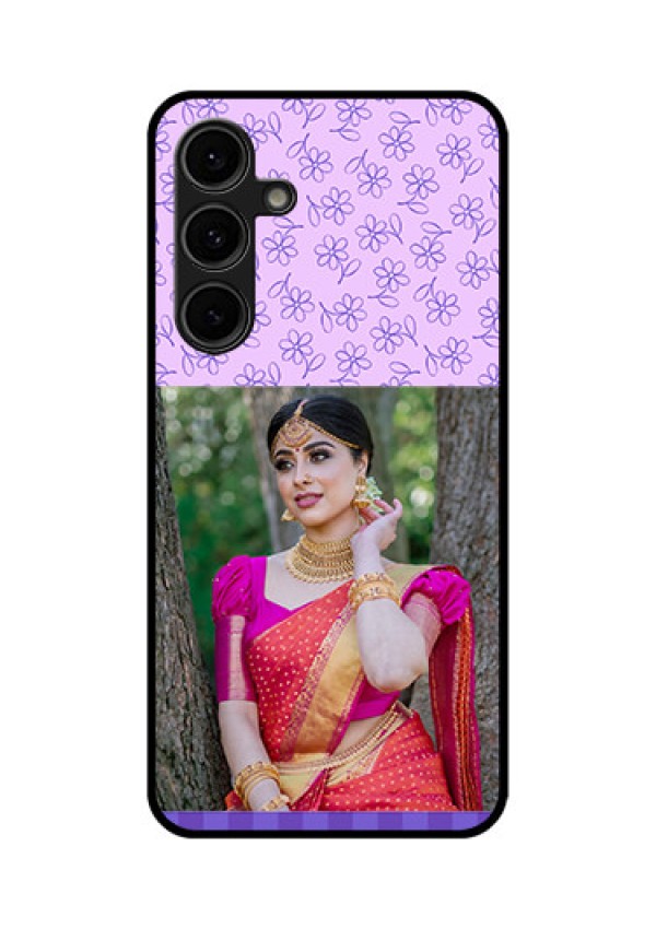Galaxy S24 FE 5G Custom Glass Phone Case - Purple Floral Design