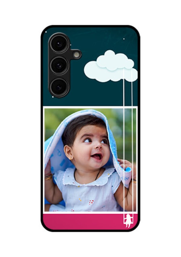 Galaxy S24 FE 5G Custom Glass Phone Case - Cute Girl With Cloud Design