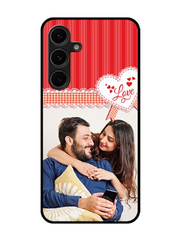 Custom Galaxy S24 FE 5G Custom Glass Phone Case - Red Love Pattern Design