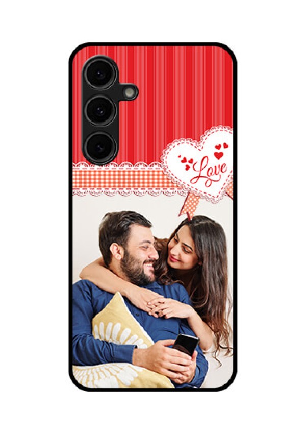 Galaxy S24 FE 5G Custom Glass Phone Case - Red Love Pattern Design