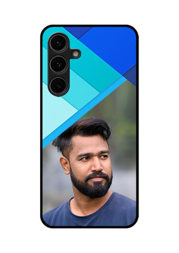Galaxy S24 FE 5G Custom Glass Phone Case - Blue Pattern Design