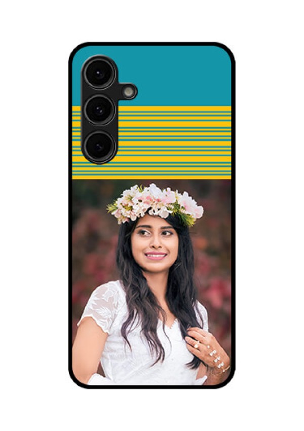 Galaxy S24 FE 5G Custom Glass Phone Case - Yellow and Blue Design