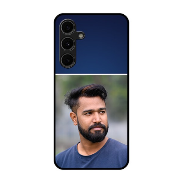 Galaxy S24 FE 5G Custom Glass Phone Case - Simple Royal Blue Design Galaxy S24 FE 5G Custom Glass Phone Case - Simple Royal Blue Design