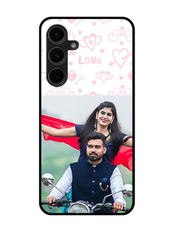 Custom Galaxy S24 FE 5G Custom Glass Phone Case - Pink Flying Heart Design