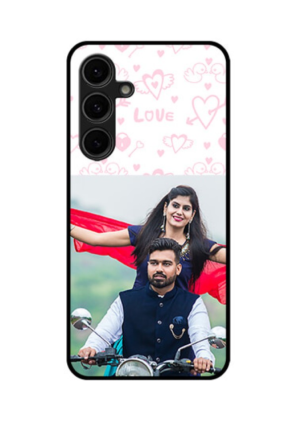 Galaxy S24 FE 5G Custom Glass Phone Case - Pink Flying Heart Design