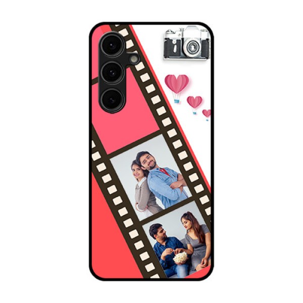 Galaxy S24 FE 5G Custom Glass Phone Case - 3 Image Holder With Film Reel Galaxy S24 FE 5G Custom Glass Phone Case - 3 Image Holder With Film Reel