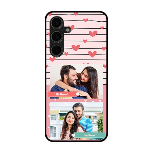 Galaxy S24 FE 5G Custom Glass Phone Case - Photo With Heart Design Galaxy S24 FE 5G Custom Glass Phone Case - Photo With Heart Design