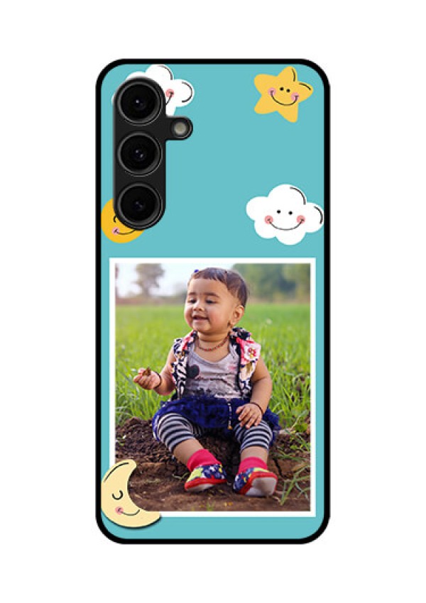Galaxy S24 FE 5G Custom Glass Phone Case - Smiley Kids Stars Design