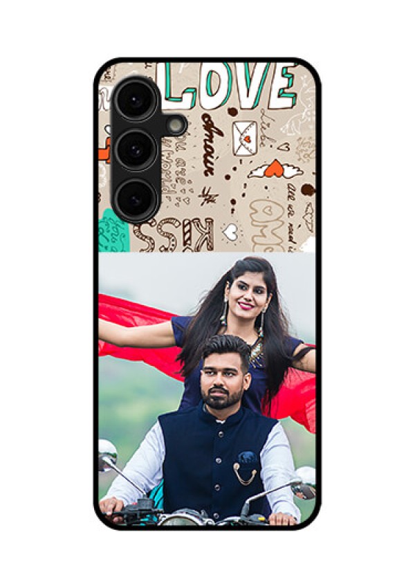 Galaxy S24 FE 5G Custom Glass Phone Case - Love Doodle Pattern
