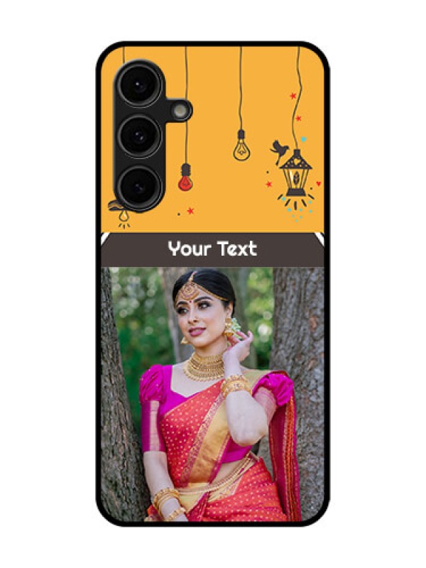 Custom Galaxy S24 FE 5G Custom Glass Phone Case - With Family Picture And Icons