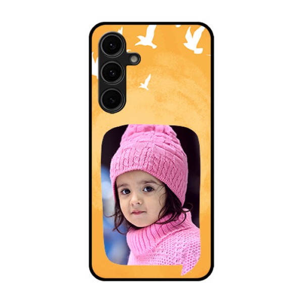 Galaxy S24 FE 5G Custom Glass Phone Case - Water Color Design With Bird Icons