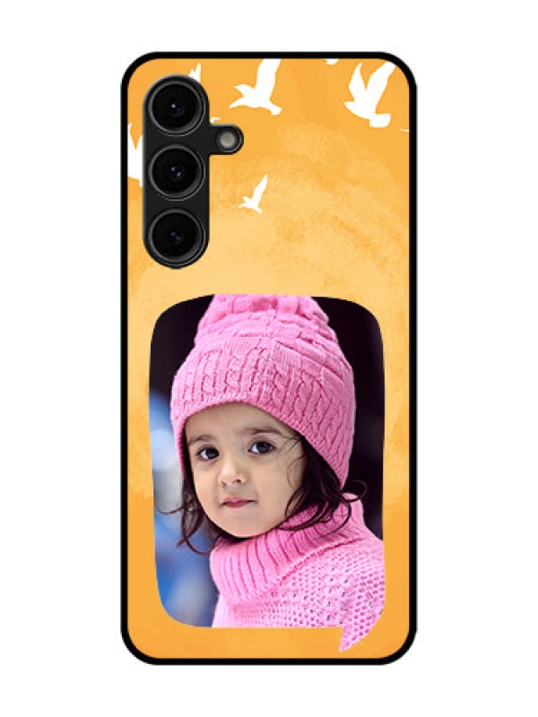 Custom Galaxy S24 FE 5G Custom Glass Phone Case - Water Color Design With Bird Icons