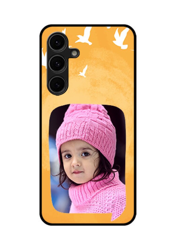 Galaxy S24 FE 5G Custom Glass Phone Case - Water Color Design With Bird Icons
