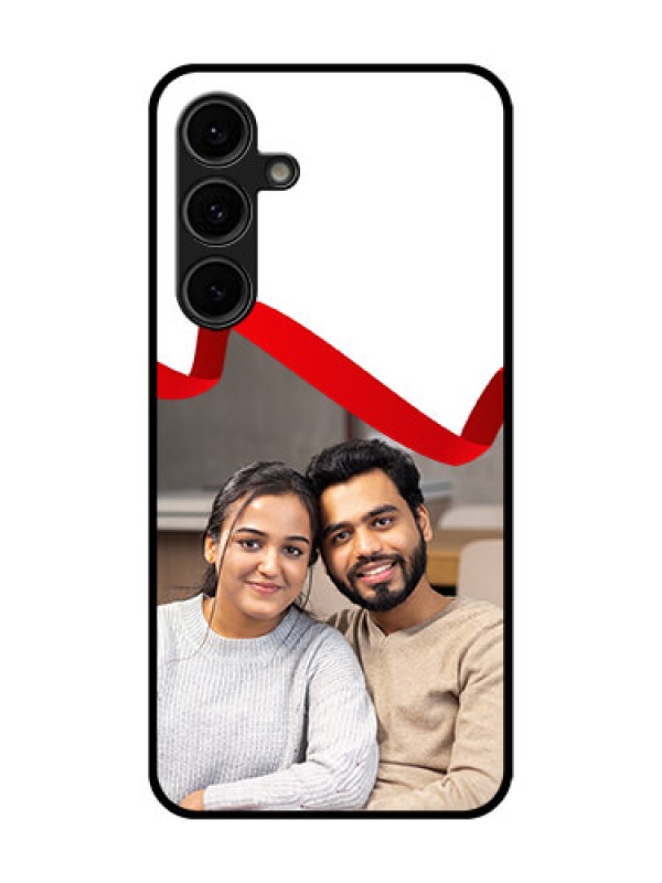 Custom Galaxy S24 FE 5G Custom Glass Phone Case - Red Ribbon Frame Design