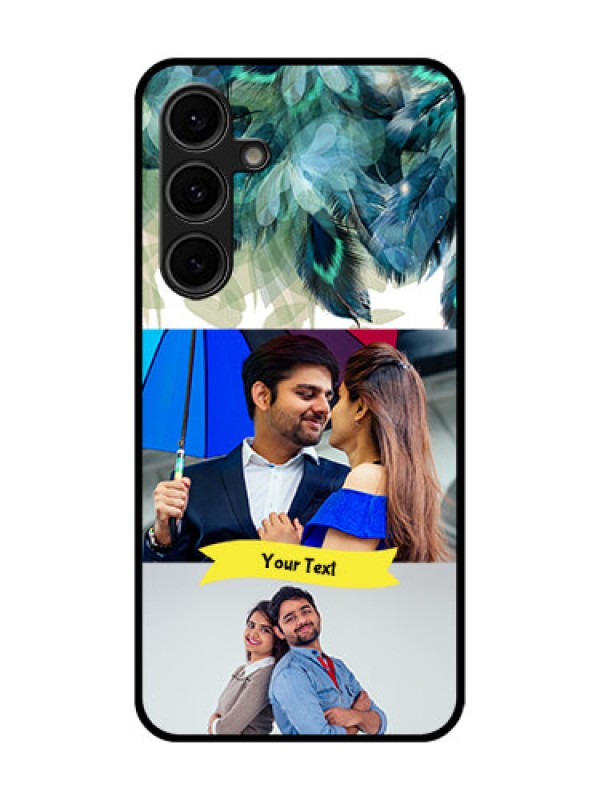 Custom Galaxy S24 FE 5G Custom Glass Phone Case - Image With Boho Peacock Feather Design