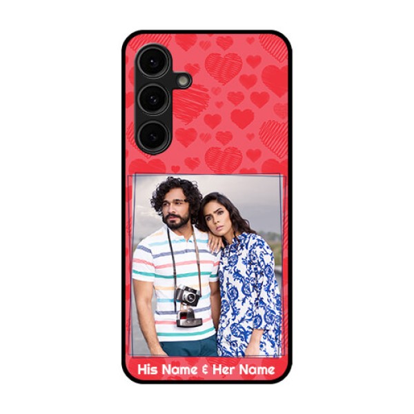 Galaxy S24 FE 5G Custom Glass Phone Case - With Red Heart Symbols Design Galaxy S24 FE 5G Custom Glass Phone Case - With Red Heart Symbols Design