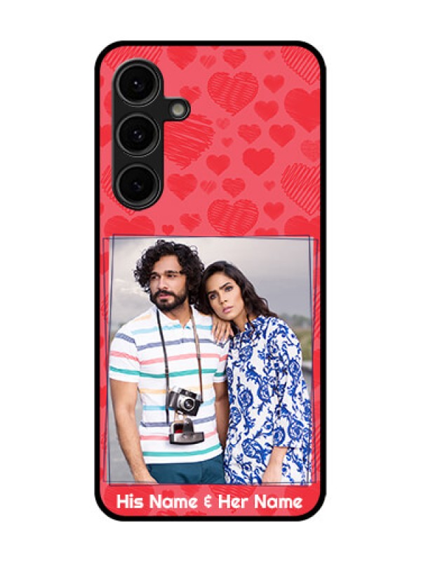 Custom Galaxy S24 FE 5G Custom Glass Phone Case - With Red Heart Symbols Design