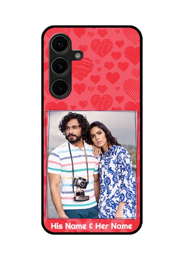 Galaxy S24 FE 5G Custom Glass Phone Case - With Red Heart Symbols Design