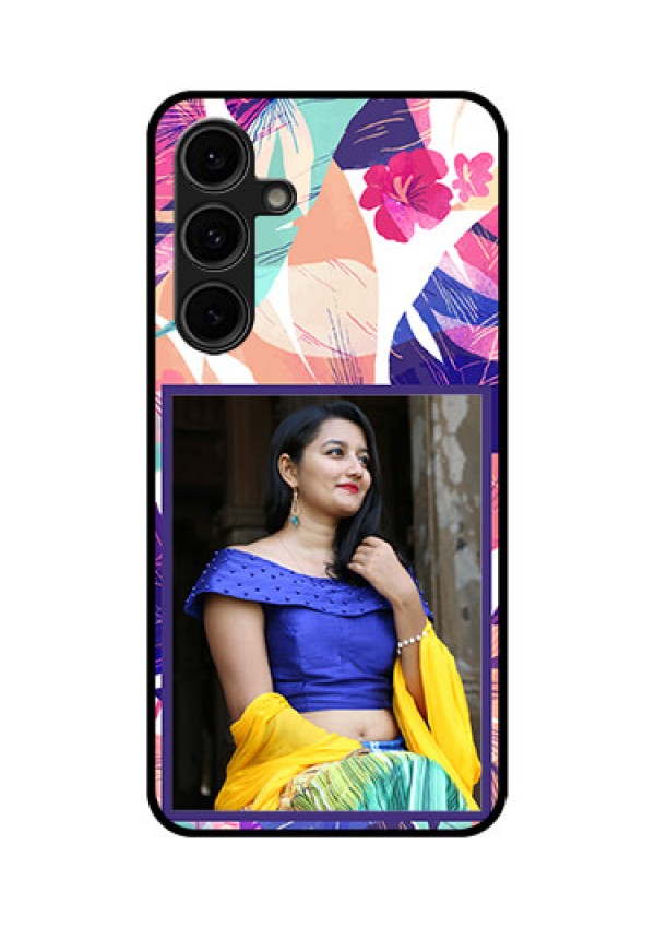Galaxy S24 FE 5G Custom Glass Phone Case - Abstract Floral Design